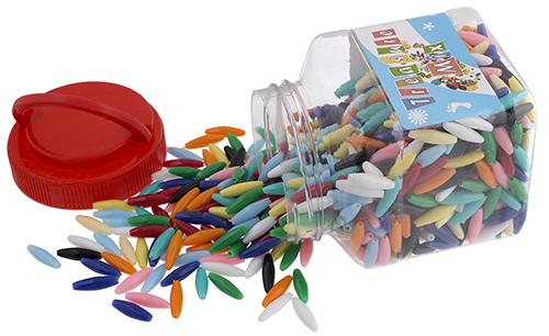 Jar of 870 assorted 19mm spaghetti mix craft beads