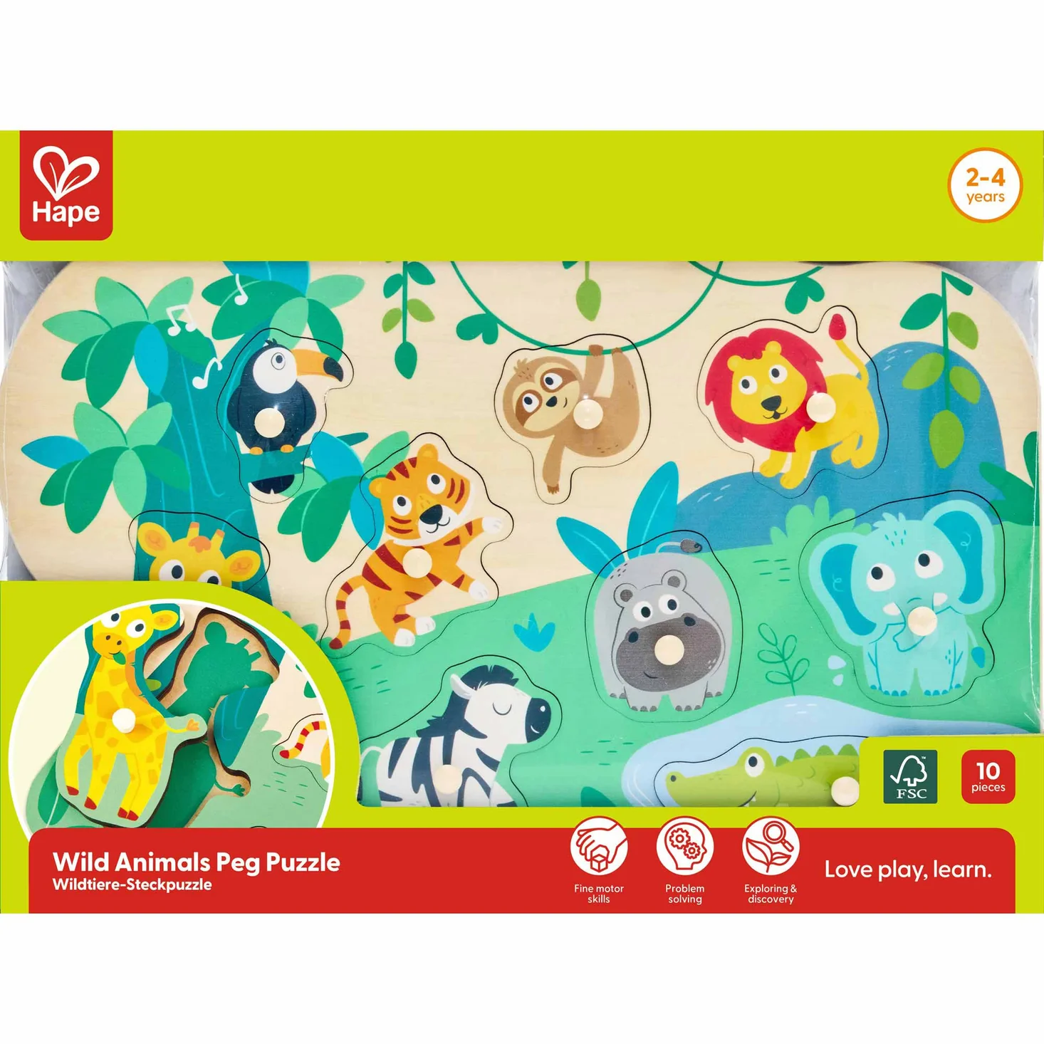 Wild Animals Peg Puzzle - 10pcs - Image 2