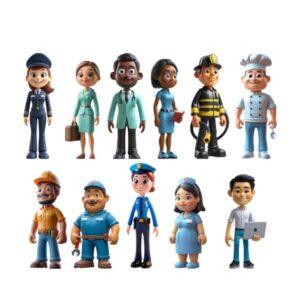 Miniland Occupations Figure Set of 11 community helper figures in work uniforms